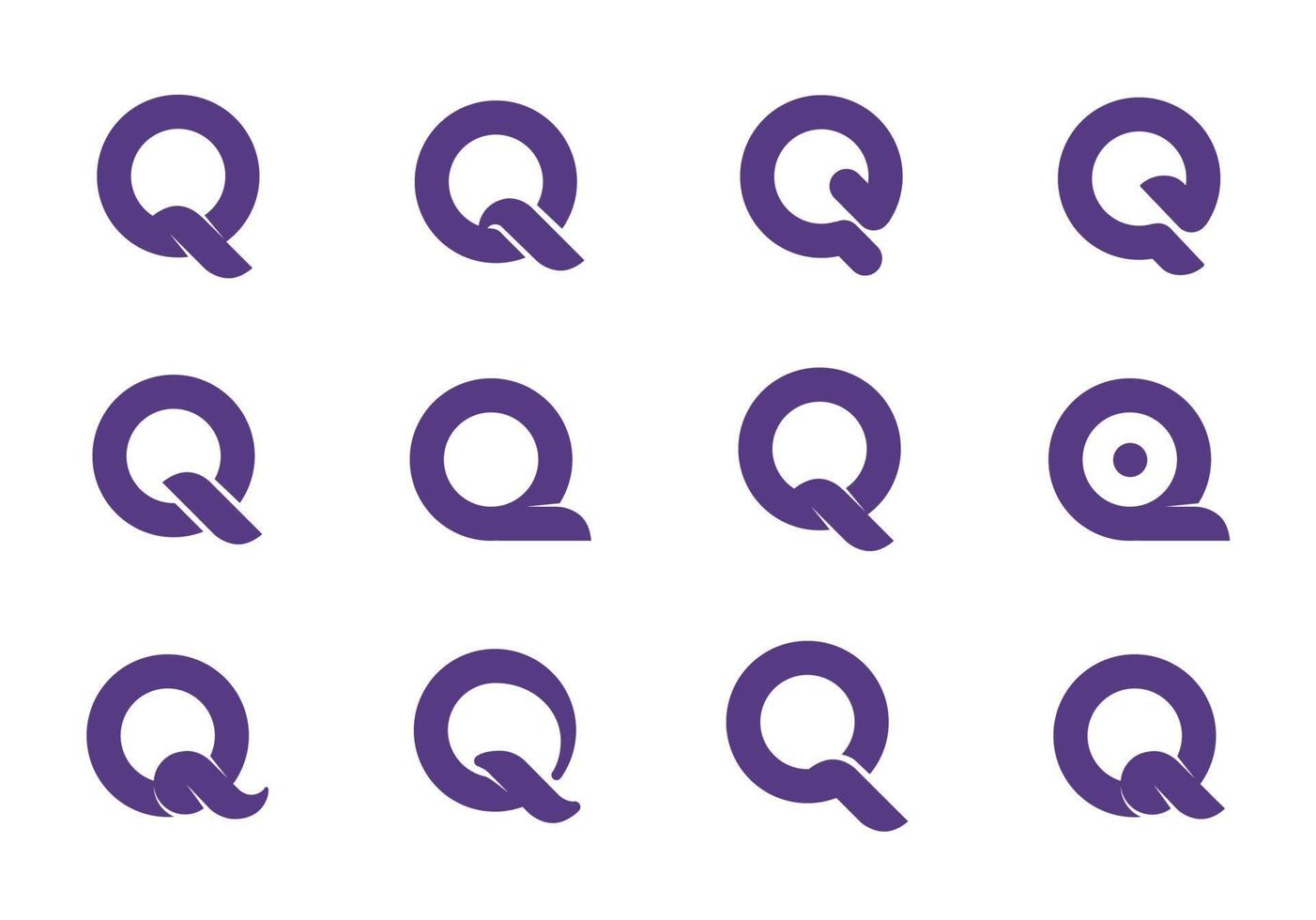 aspetto diverso della lettera q. diverse forme della lettera q per il tuo logo vettore