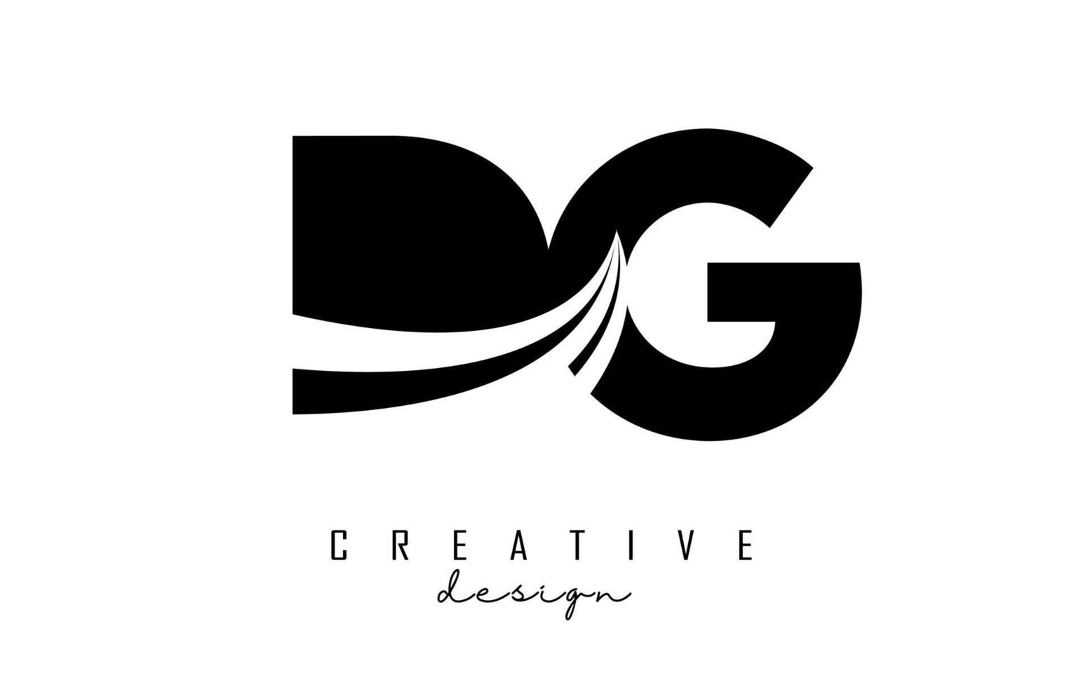 lettere nere creative logo dg dg con linee guida e concept design stradale. lettere con disegno geometrico. vettore