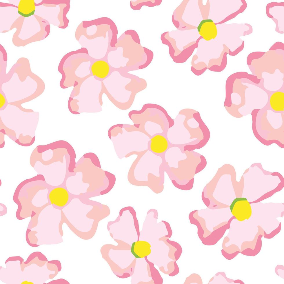 piante senza cuciture motivo sfondo con fiori rosa, biglietto di auguri o tessuto vettore