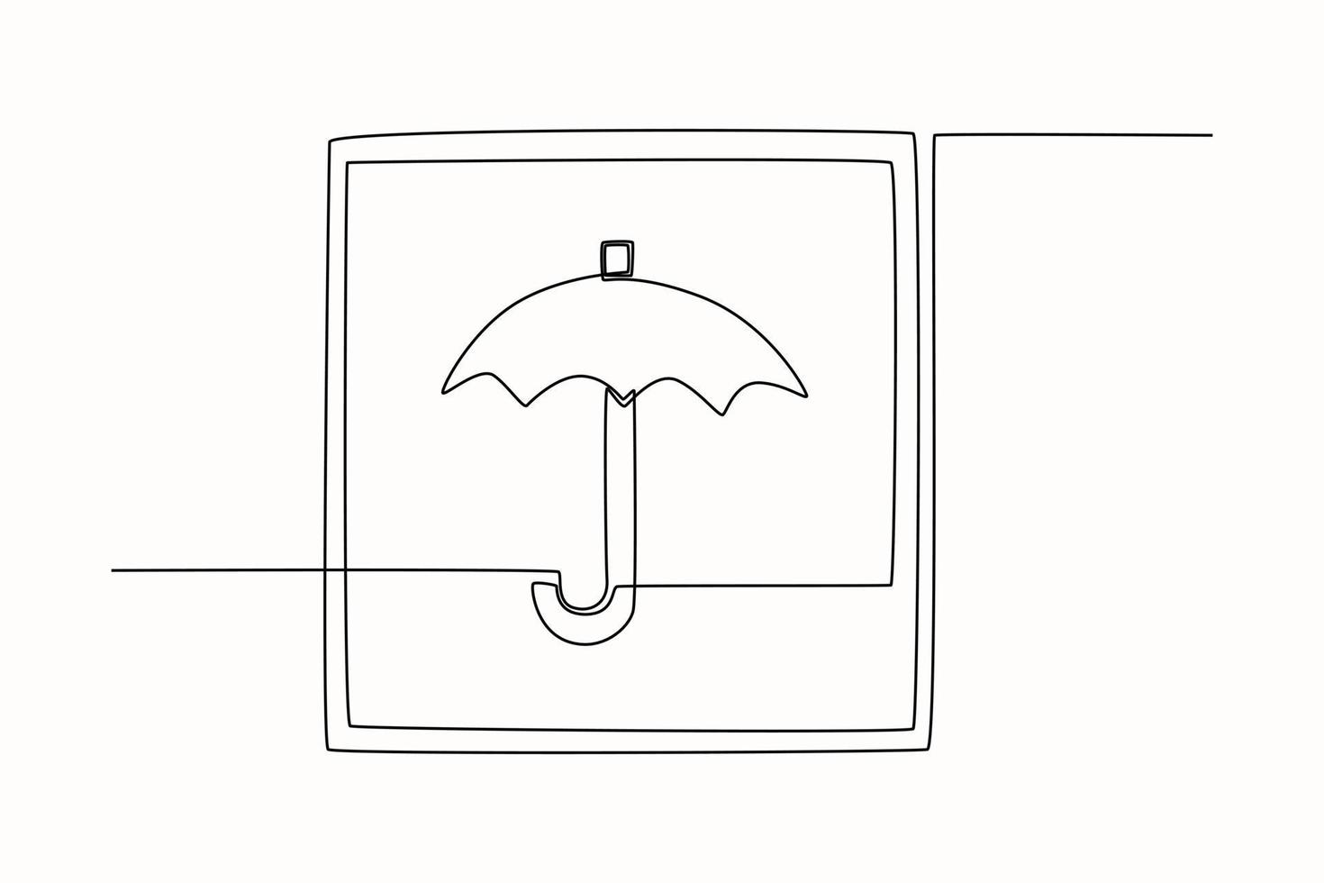 un disegno a linea continua del segno di mantenimento dell'asciutto. concetto di marchio di imballaggio. illustrazione grafica vettoriale di disegno a linea singola.