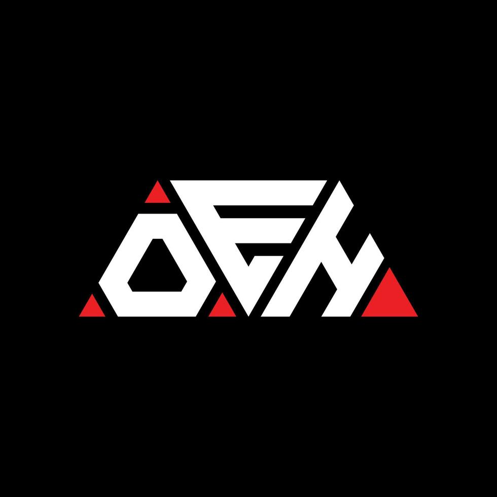 design del logo della lettera triangolare oeh con forma triangolare. oeh triangolo logo design monogramma. modello di logo vettoriale triangolo oeh con colore rosso. oeh logo triangolare logo semplice, elegante e lussuoso. eh