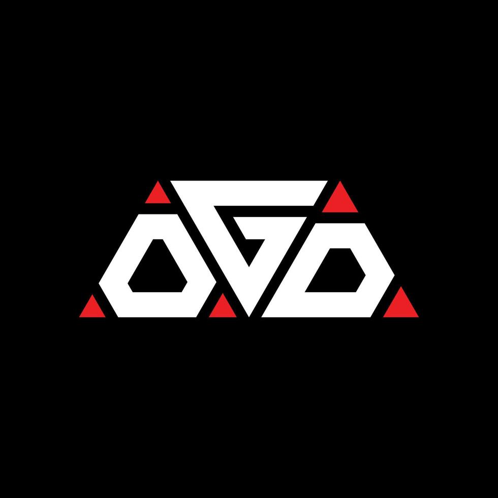 design del logo della lettera del triangolo ogd con forma triangolare. monogramma di progettazione logo triangolo ogd. modello di logo vettoriale triangolo ogd con colore rosso. logo triangolare ogd logo semplice, elegante e lussuoso. odd