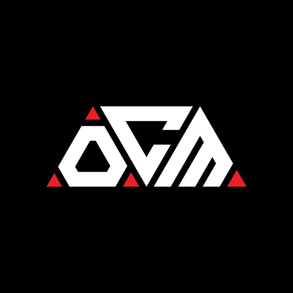 design del logo della lettera triangolare ocm con forma triangolare. monogramma del design del logo del triangolo ocm. modello di logo vettoriale triangolo ocm con colore rosso. ocm logo triangolare logo semplice, elegante e lussuoso. ocm