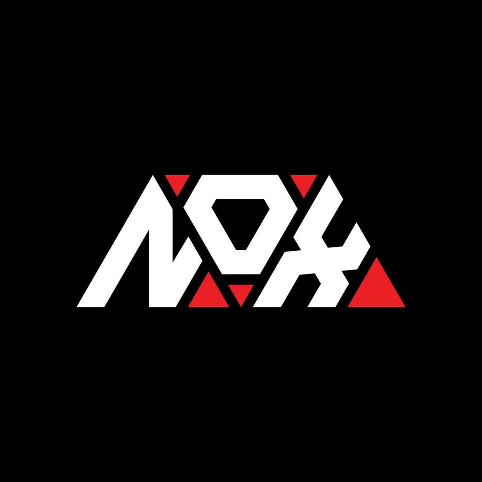 design del logo della lettera triangolo nox con forma triangolare. monogramma di design del logo del triangolo nox. modello di logo vettoriale triangolo nox con colore rosso. logo triangolare nox logo semplice, elegante e lussuoso. nox