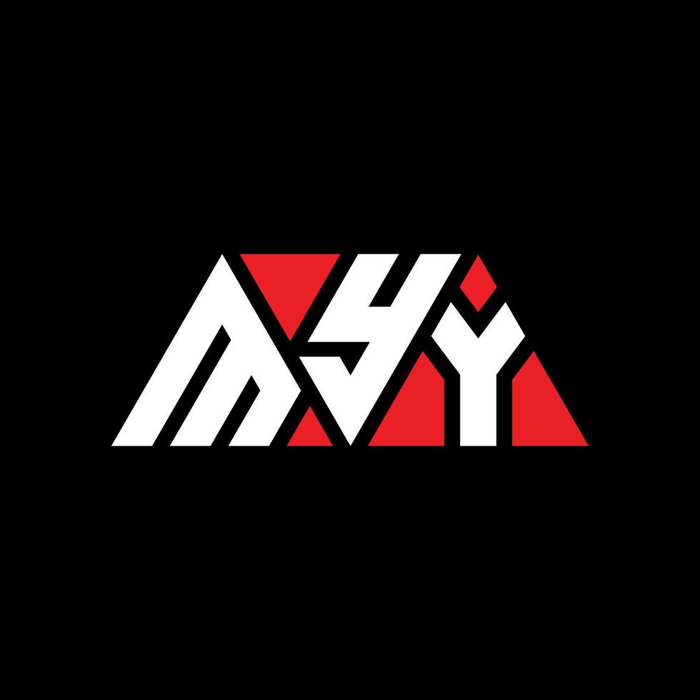 design del logo della lettera triangolare myy con forma triangolare. monogramma di design del logo del triangolo myy. modello di logo vettoriale triangolo myy con colore rosso. myy logo triangolare logo semplice, elegante e lussuoso. mio