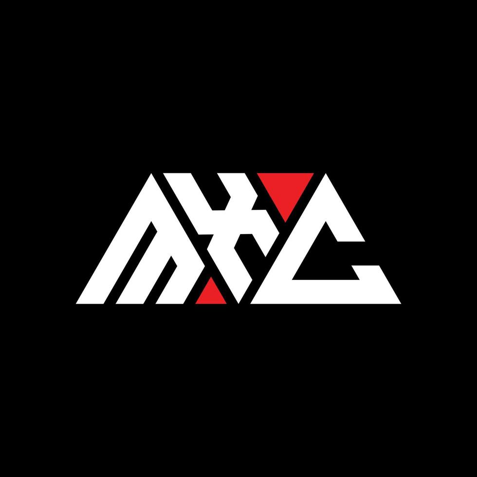 design del logo della lettera triangolare mxc con forma triangolare. monogramma di design del logo del triangolo mxc. modello di logo vettoriale triangolo mxc con colore rosso. logo triangolare mxc logo semplice, elegante e lussuoso. mxc