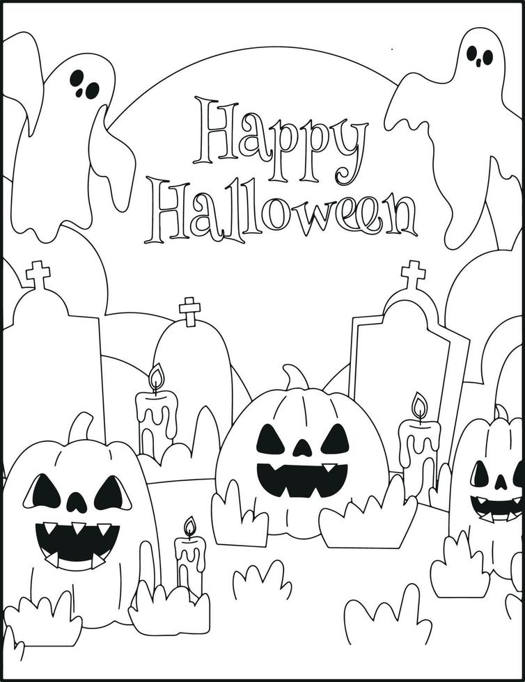 pagine da colorare di halloween vettore