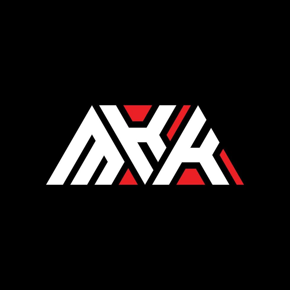 design del logo della lettera del triangolo mkk con forma triangolare. monogramma di design del logo del triangolo mkk. modello di logo vettoriale triangolo mkk con colore rosso. logo triangolare mkk logo semplice, elegante e lussuoso. mkk