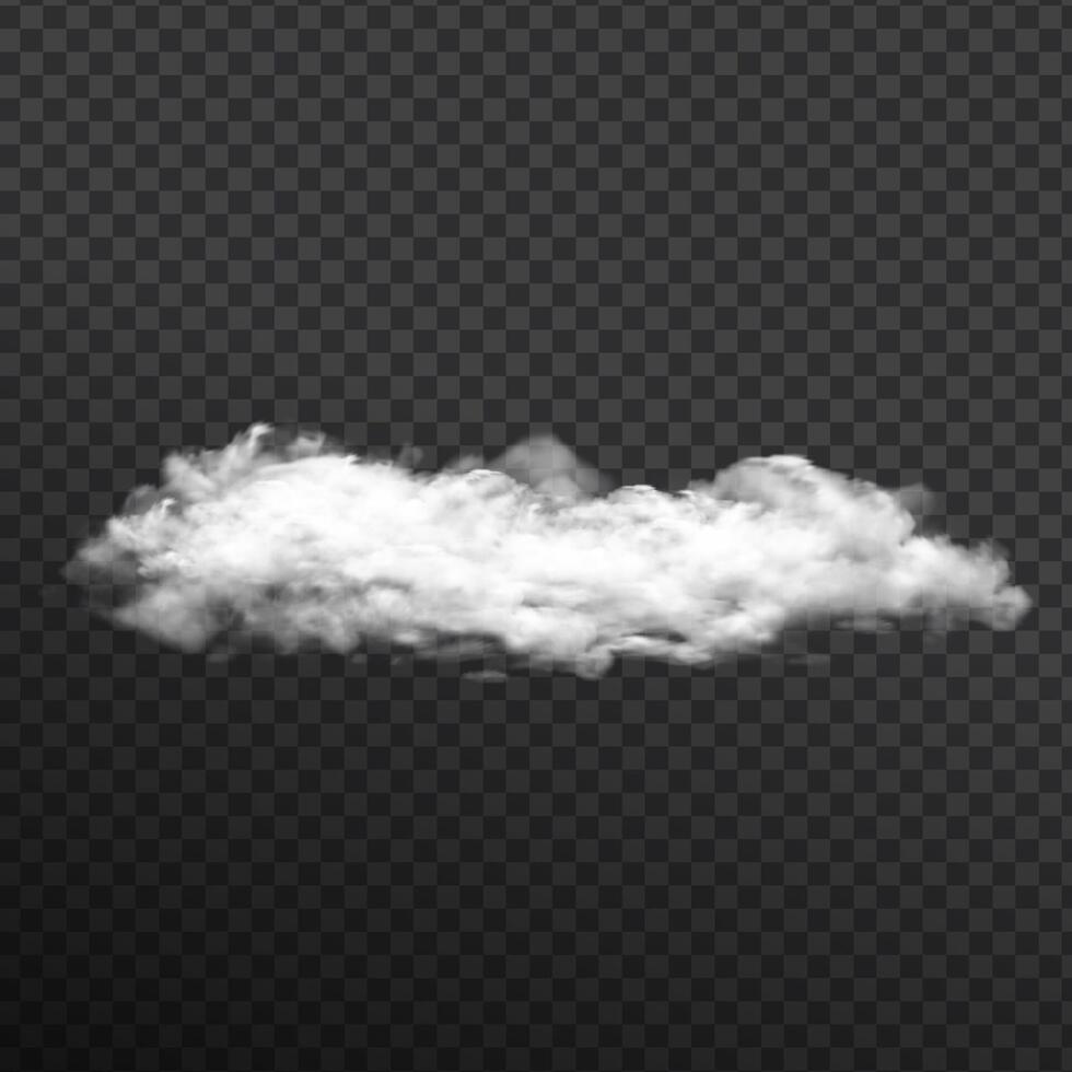 vettore di nuvole su sfondo trasparente, vettore isolato realistico di fumo, nebbia e nuvole