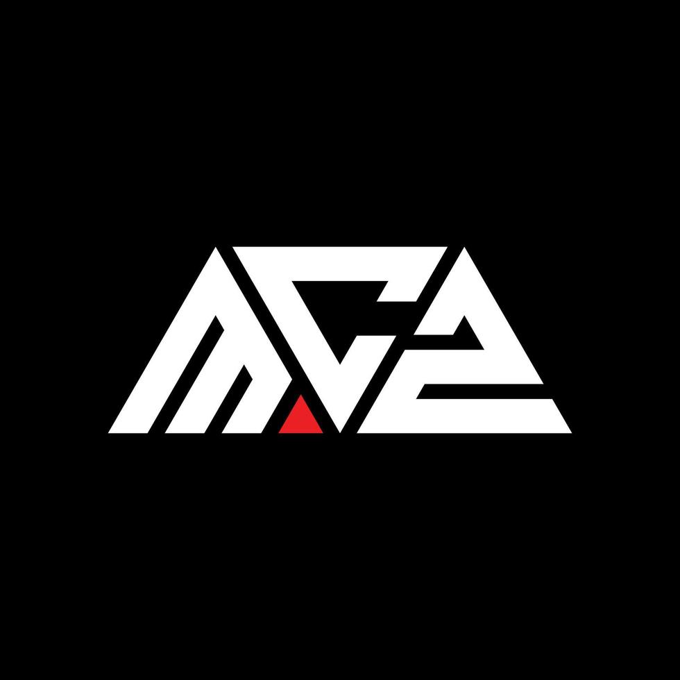 Logo della lettera triangolare mcz con forma triangolare. Monogramma di design del logo del triangolo mcz. modello di logo vettoriale triangolo mcz con colore rosso. logo triangolare mcz logo semplice, elegante e lussuoso. mcz