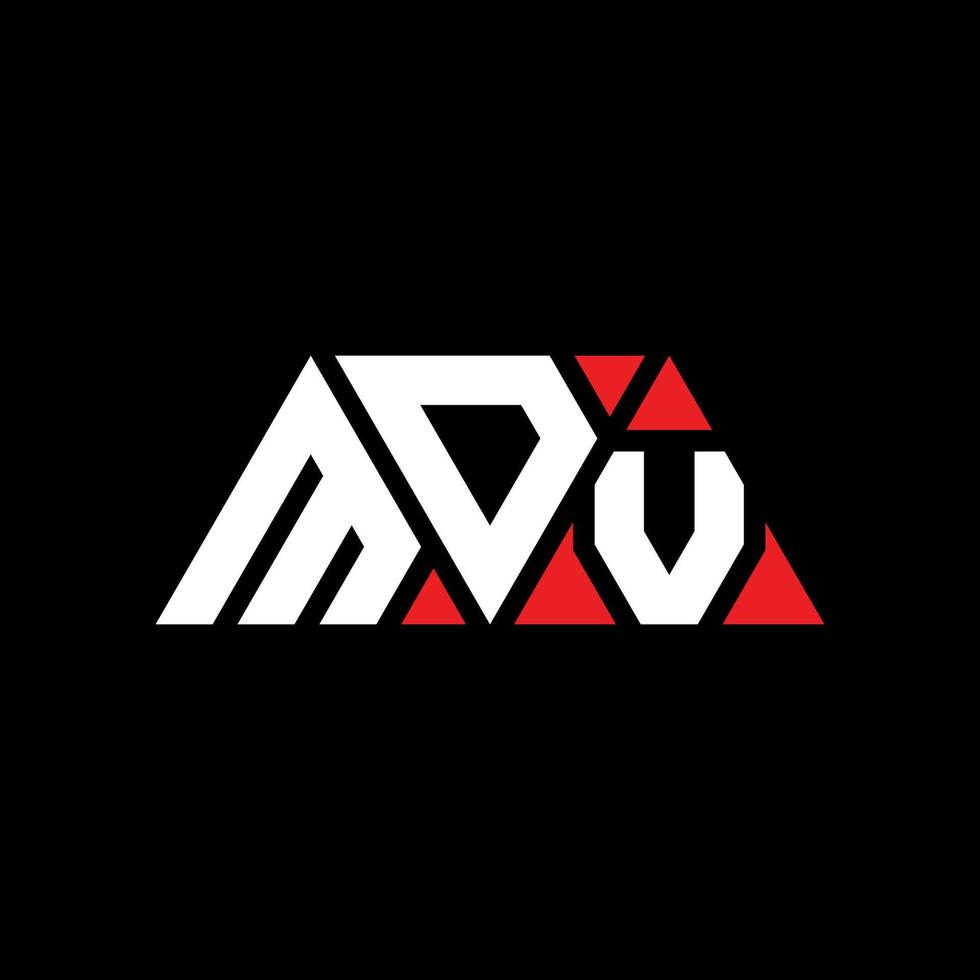 design del logo della lettera del triangolo mdv con forma triangolare. monogramma di design del logo del triangolo mdv. modello di logo vettoriale triangolo mdv con colore rosso. logo triangolare mdv logo semplice, elegante e lussuoso. mdv