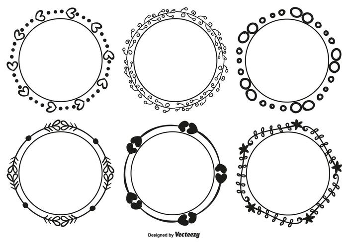 Set di cornici stile disegnato a mano carino vettore