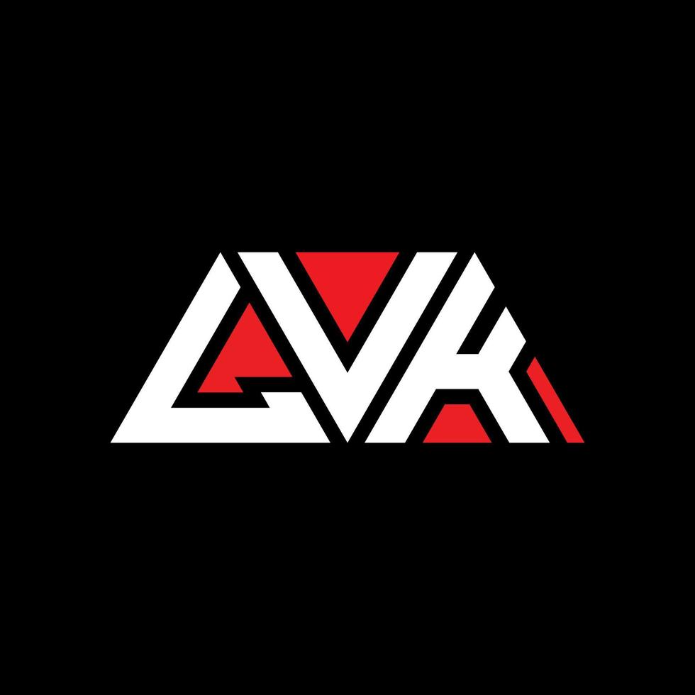 design del logo della lettera del triangolo lvk con forma triangolare. lvk triangolo logo design monogramma. modello di logo vettoriale triangolo lvk con colore rosso. logo triangolare lvk logo semplice, elegante e lussuoso. lvk