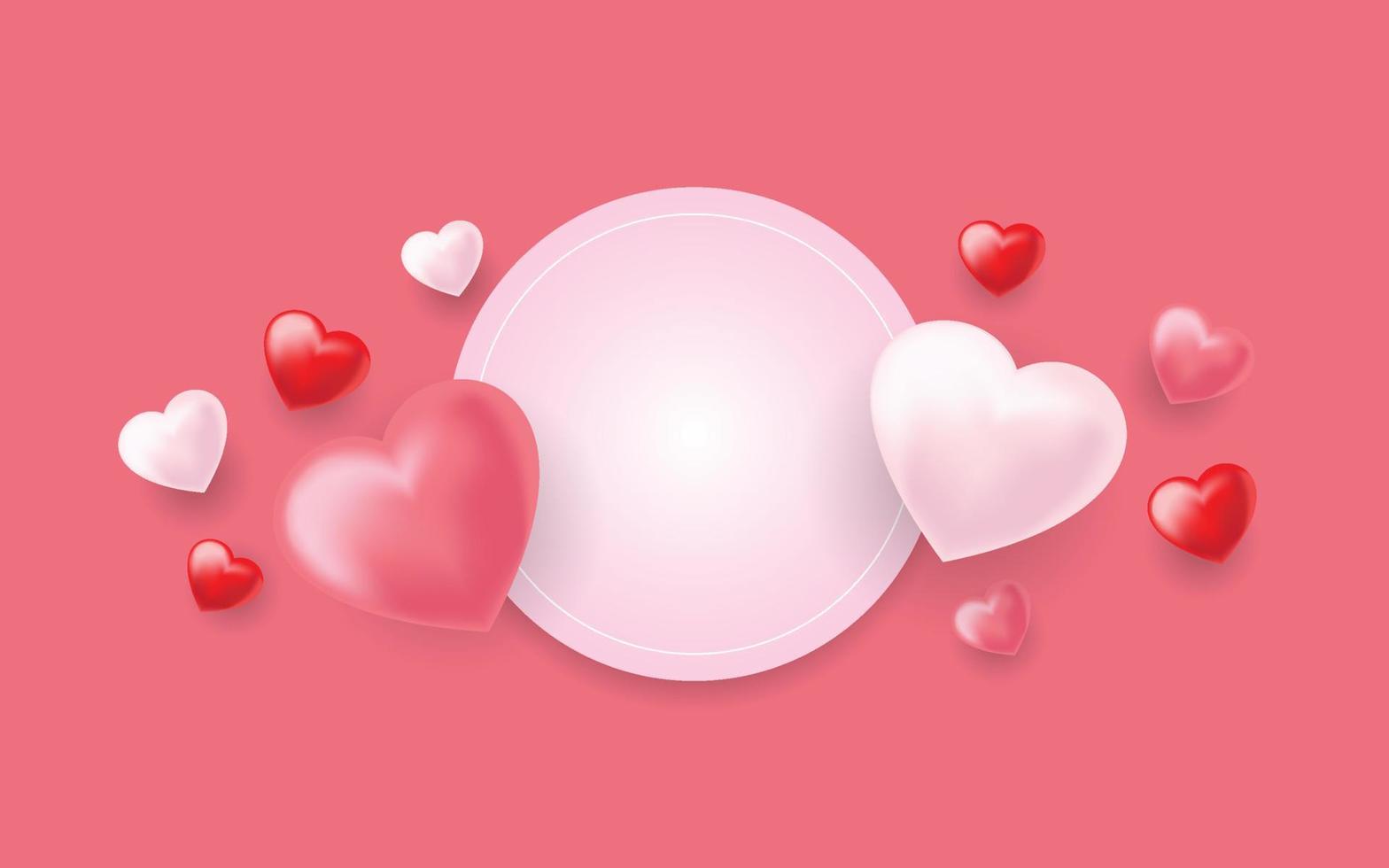 fondo decorativo della composizione dei cuori di amore 3d carino vettore