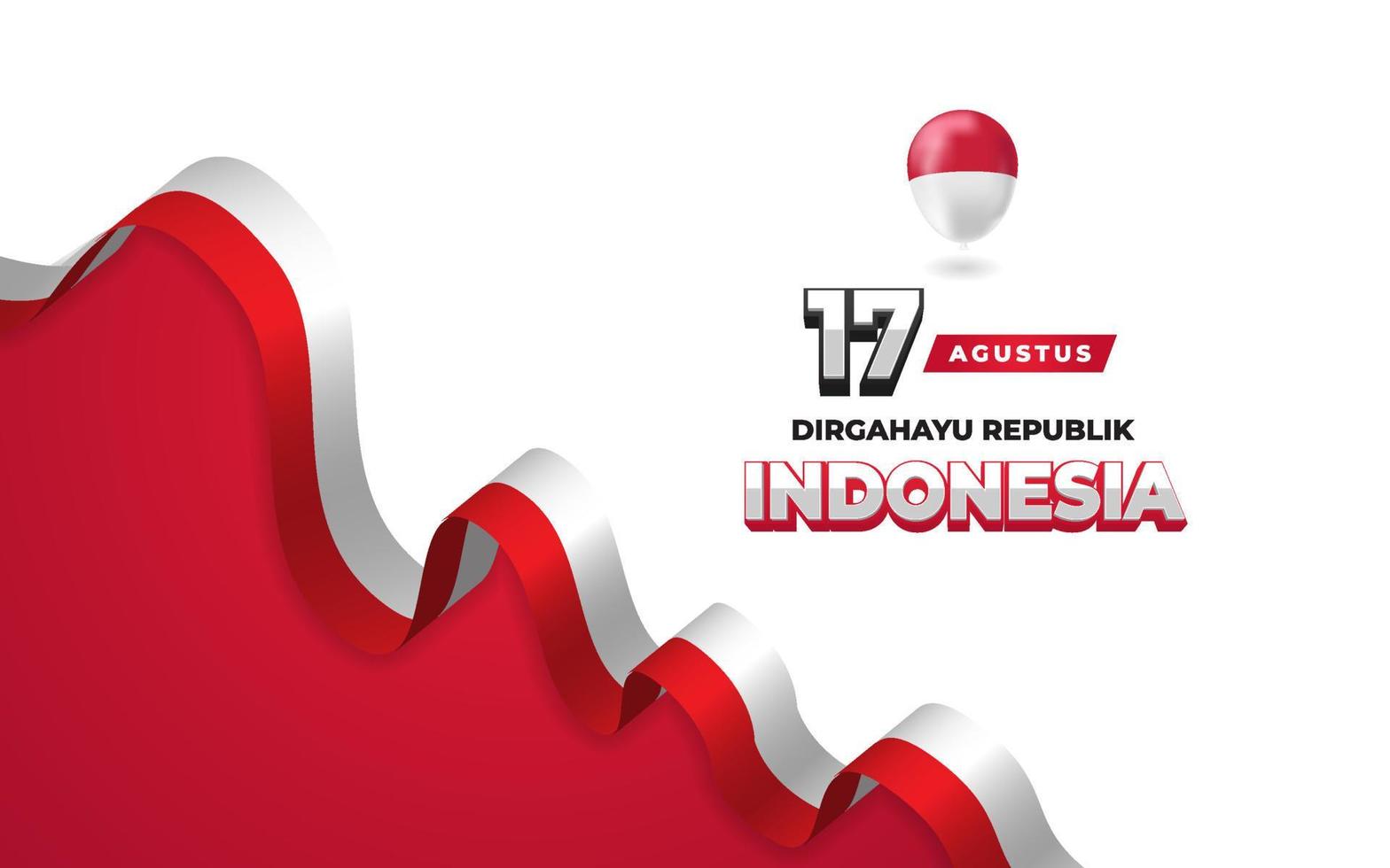 17 agosto bandiera della cartolina d'auguri del giorno dell'indipendenza dell'indonesia vettore