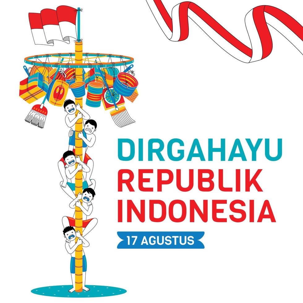 modello di social media del giorno dell'indipendenza dell'indonesia in stile design piatto vettore