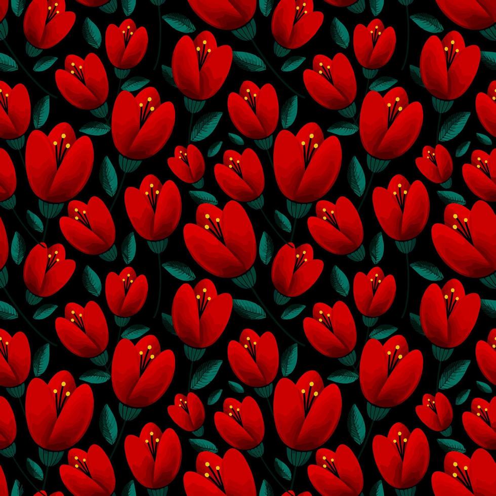 modello senza cuciture di tulipani rossi vettore
