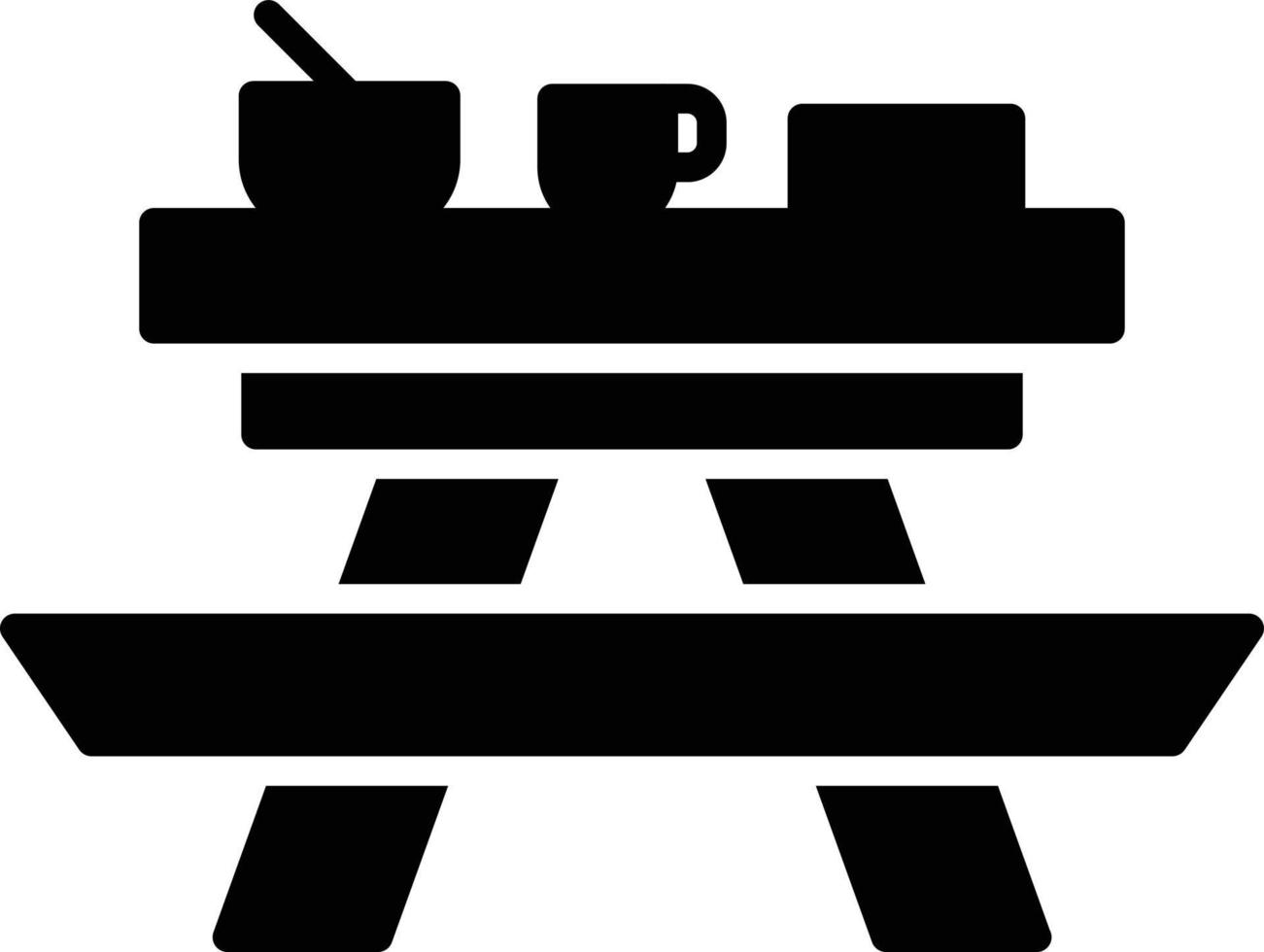 icona del glifo del tavolo da picnic vettore