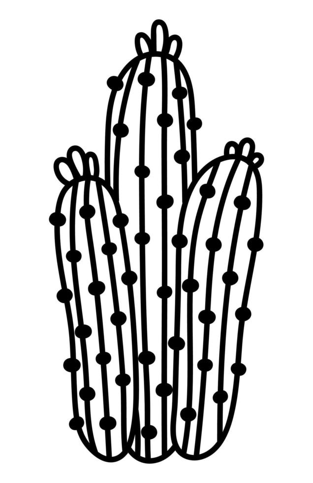 cactus di contorno carino isolato disegnato a mano. clipart di illustrazione dell'icona del cactus di doodle di vettore