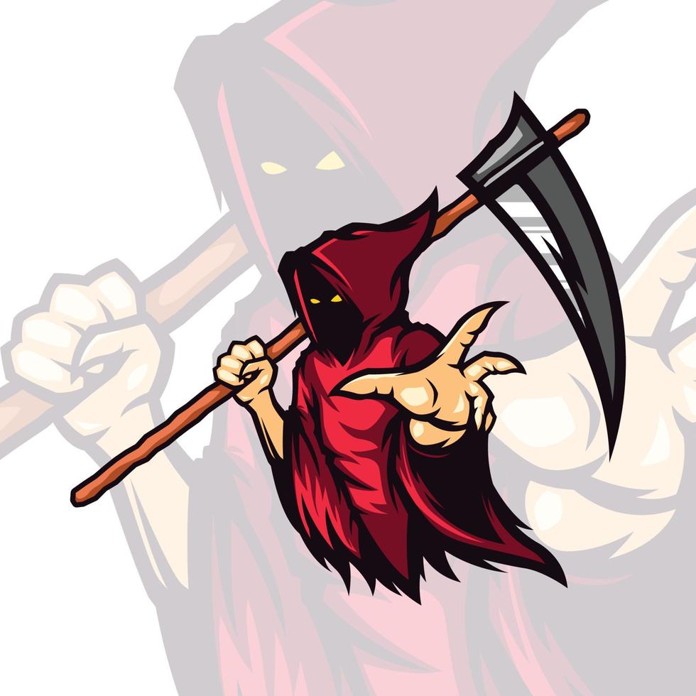 grimm reaper cranio urlando eSports mascotte gioco vettore