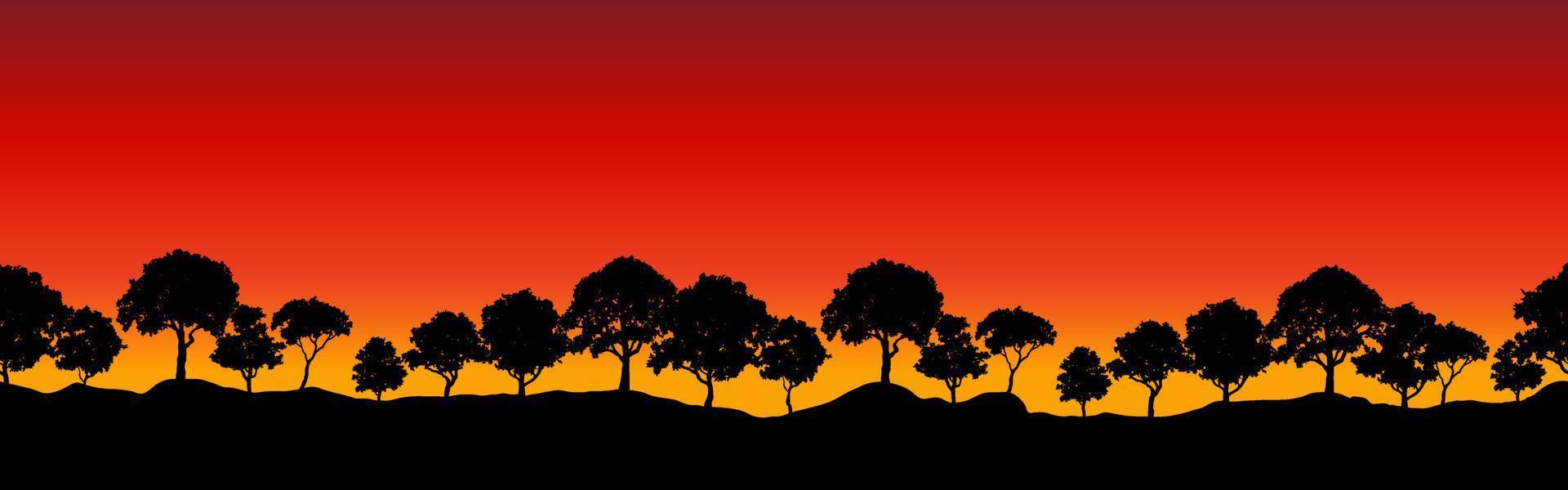 alberi silhouette sfondo tramonto senza soluzione di continuità vettore