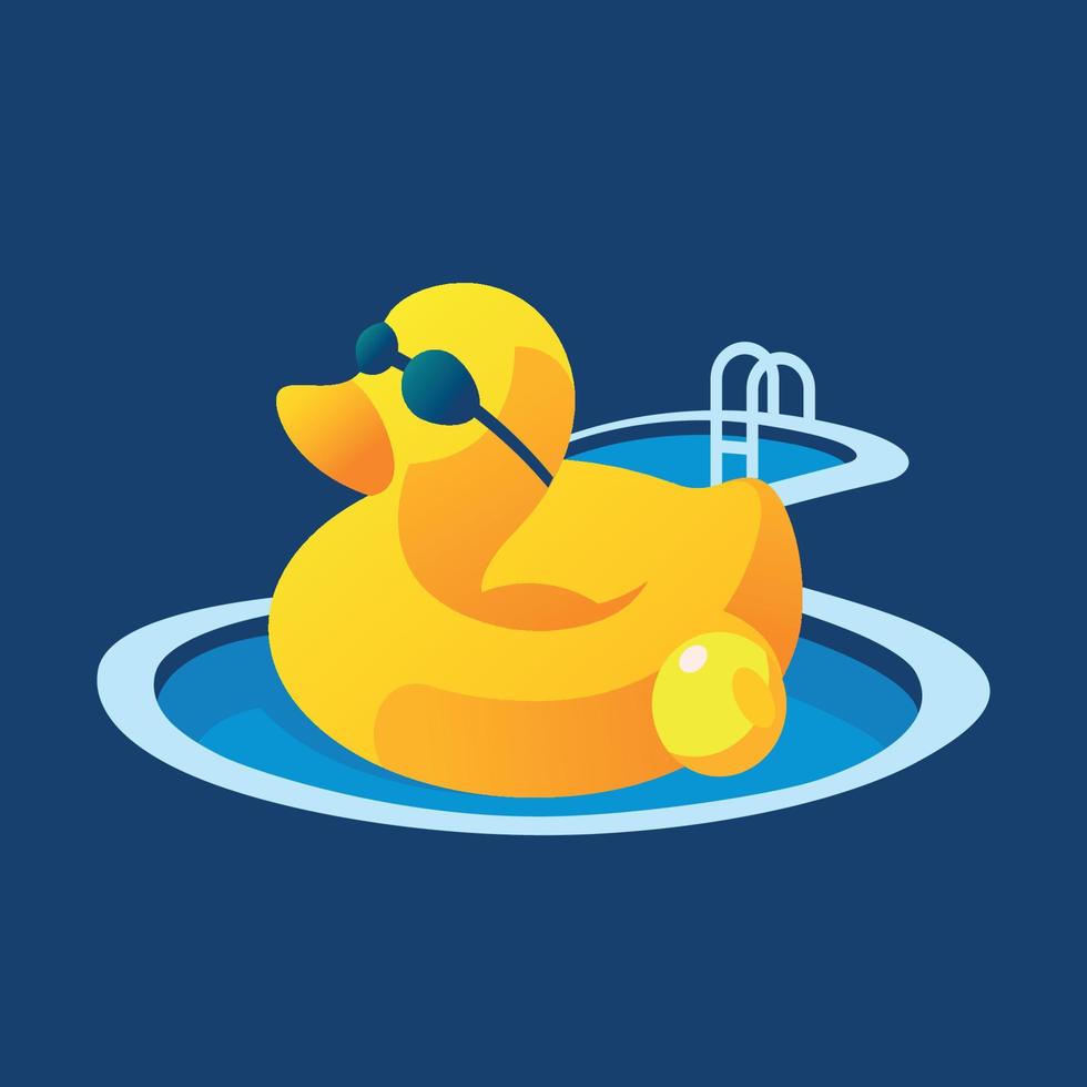 modello logo piscina anatra gialla vettore