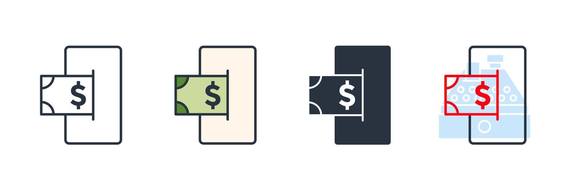 illustrazione vettoriale del logo dell'icona di mobile banking. modello di simbolo di denaro trasferimento mobile per la raccolta di grafica e web design