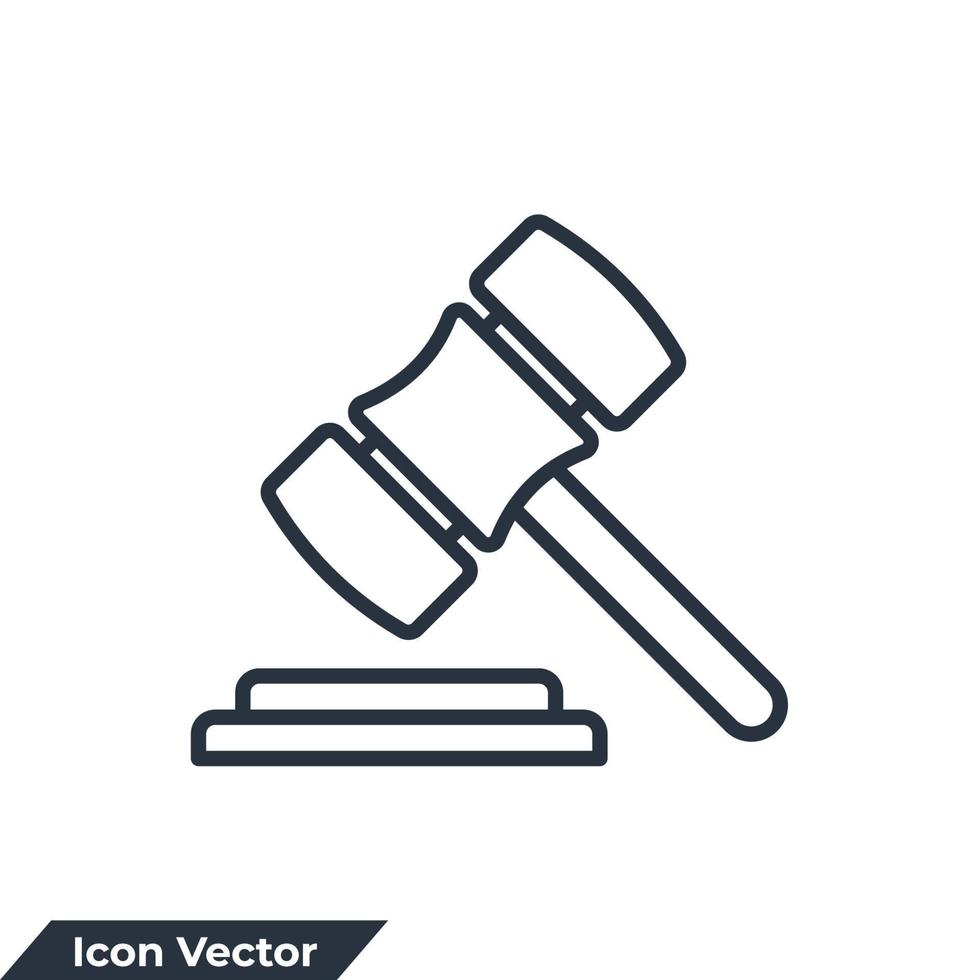 illustrazione vettoriale del logo dell'icona del registratore di cassa. modello di simbolo del martelletto del giudice per la raccolta di grafica e web design