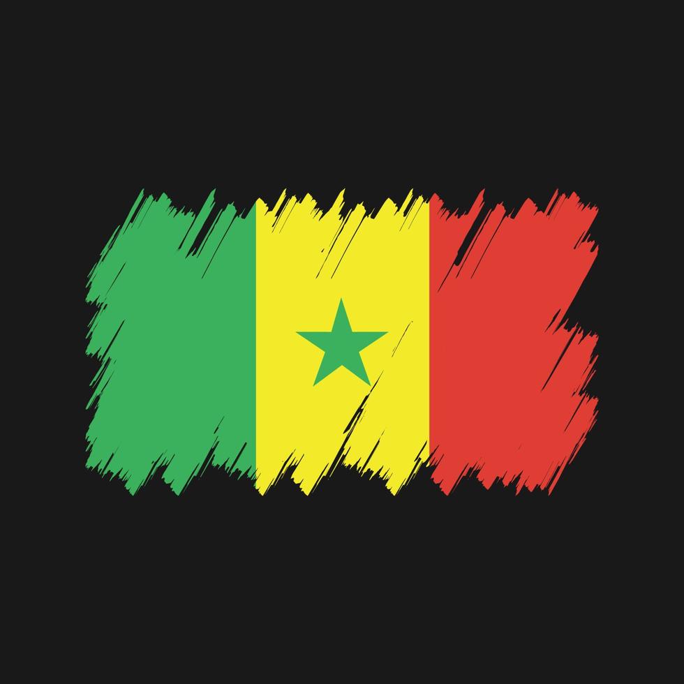 vettore di pennello bandiera senegalese. bandiera nazionale
