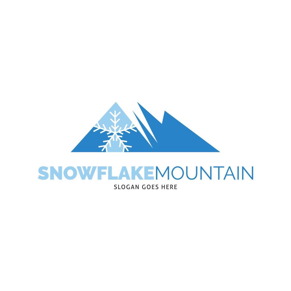 disegno dell'illustrazione del modello di logo di vettore dell'icona della montagna del fiocco di neve
