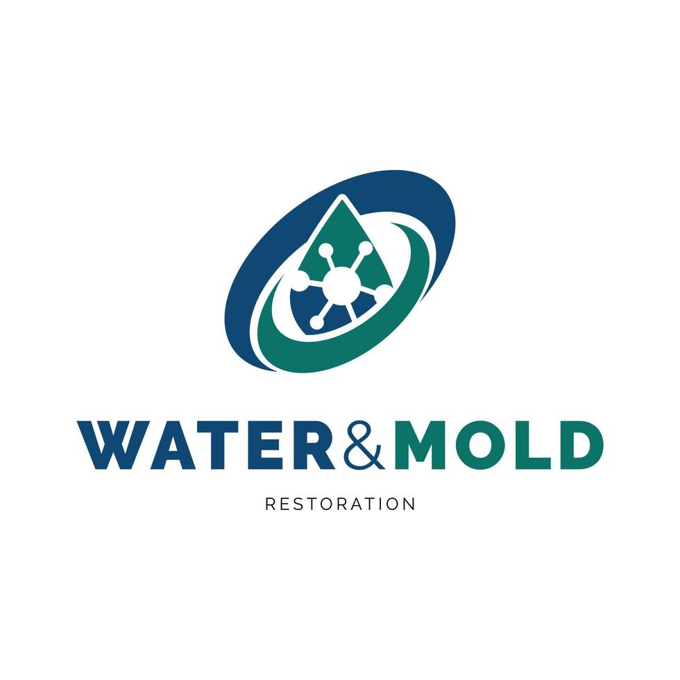 ispirazione per il design del logo dell'icona di restauro della muffa dell'acqua vettore