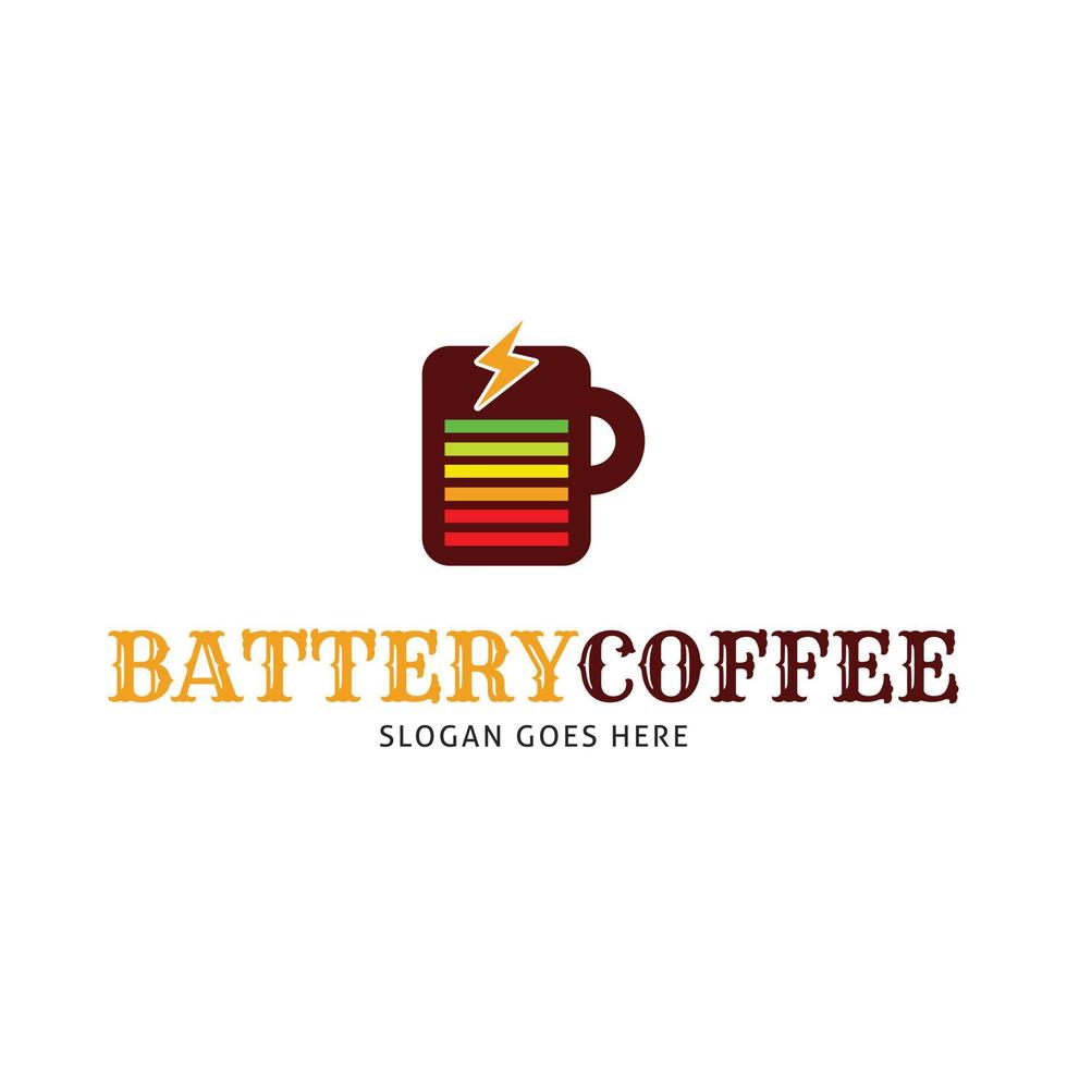 disegno dell'illustrazione del modello di logo vettoriale dell'icona del caffè della batteria