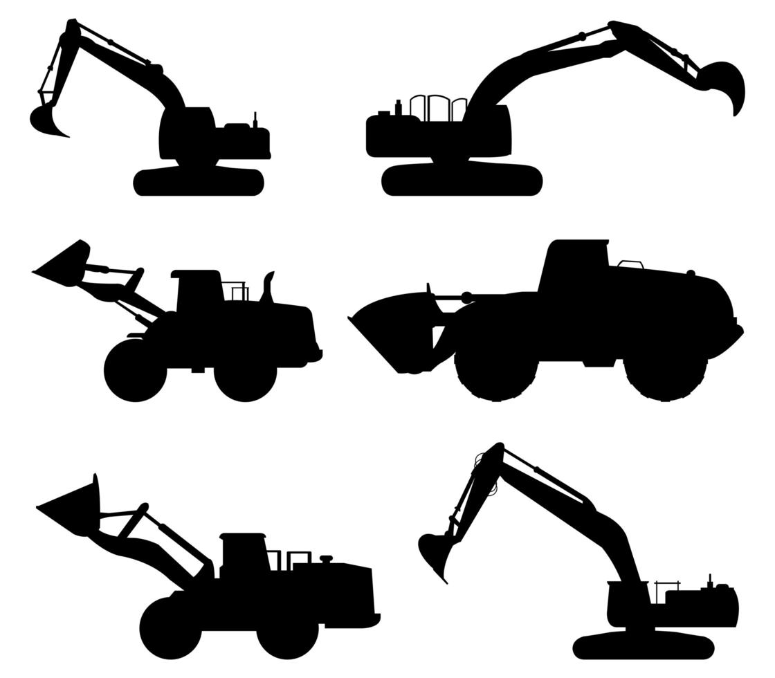 collezione di icone nere dell'escavatore vettore