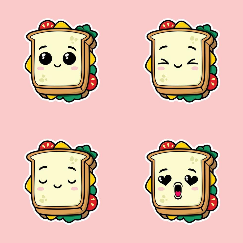 illustrazione vettoriale di emoji sandwich carino