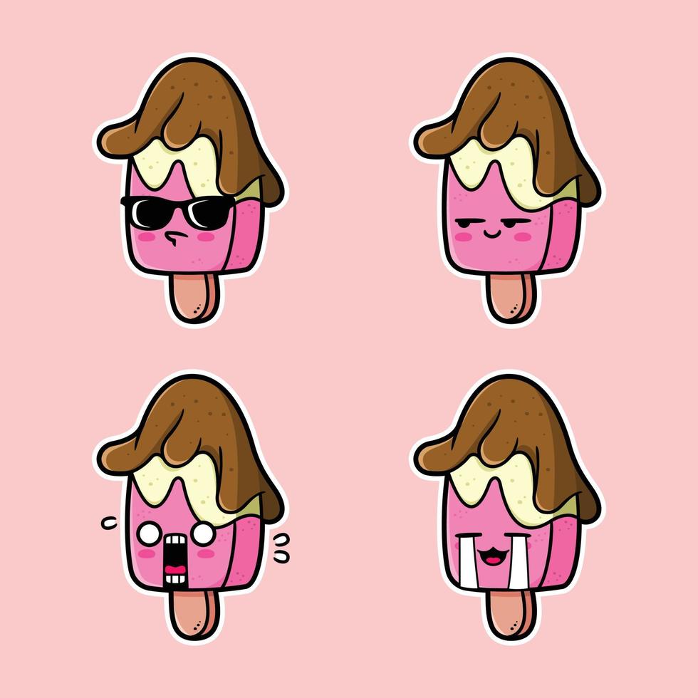 illustrazione vettoriale di emoji gelato carino