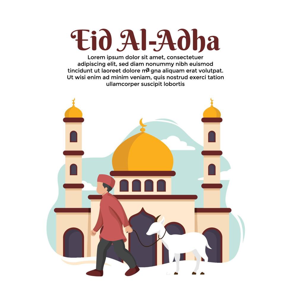 illustrazione del personaggio dei cartoni animati piatto di eid mubarak vettore