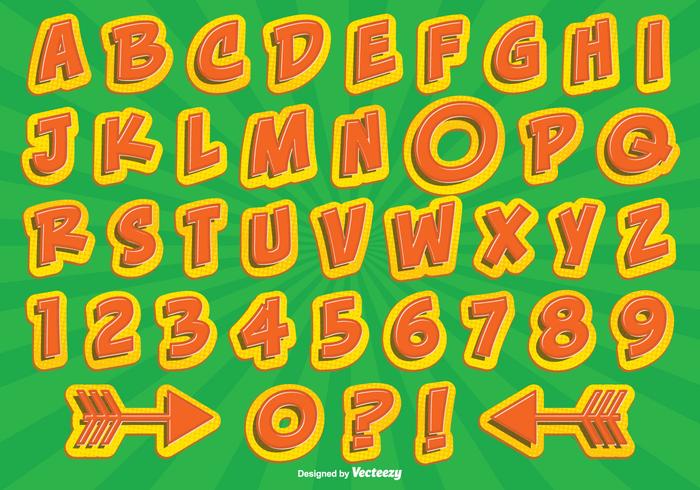 Set di alfabeto di stile comico vettore