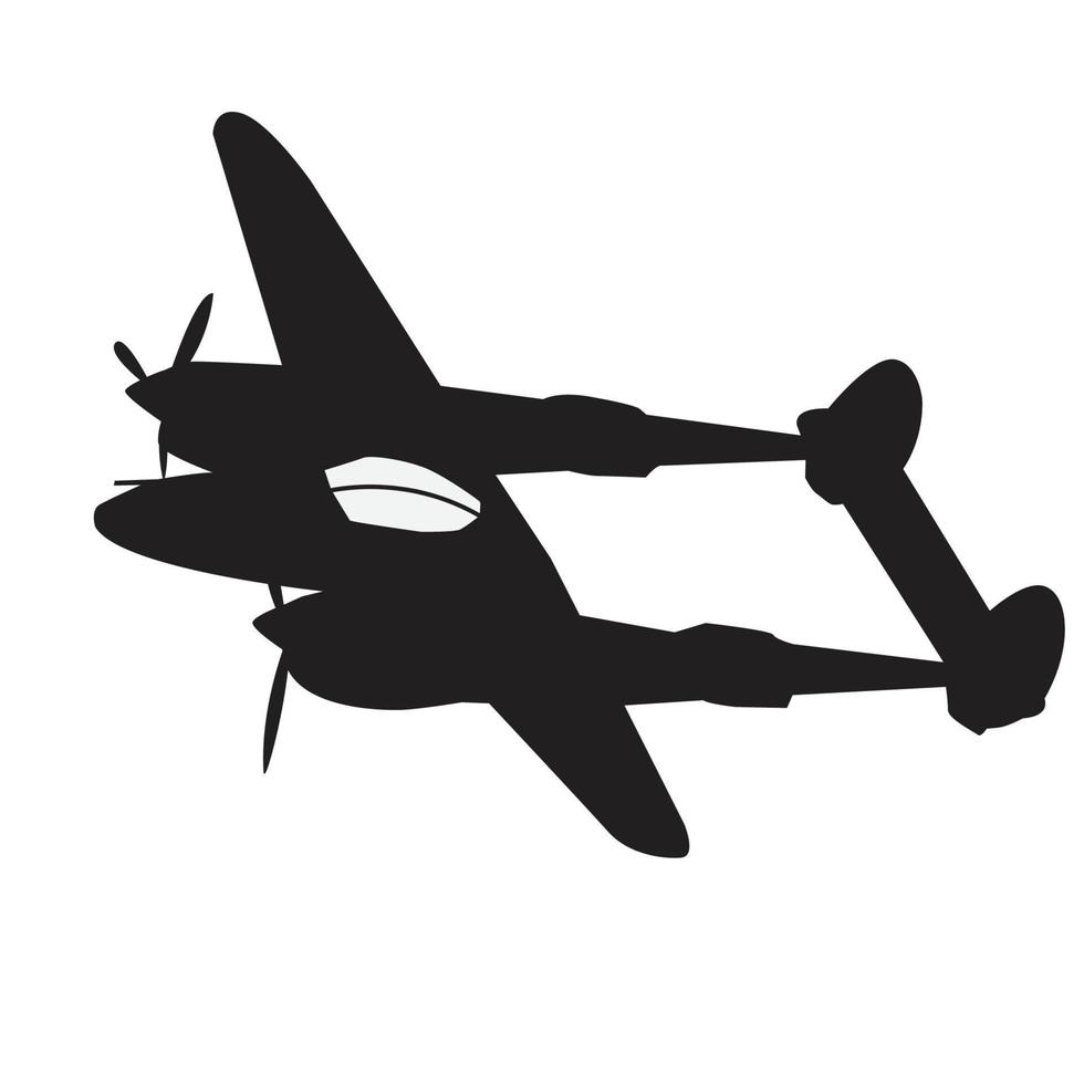 disegno vettoriale della siluetta dell'aereo da guerra vintage volante
