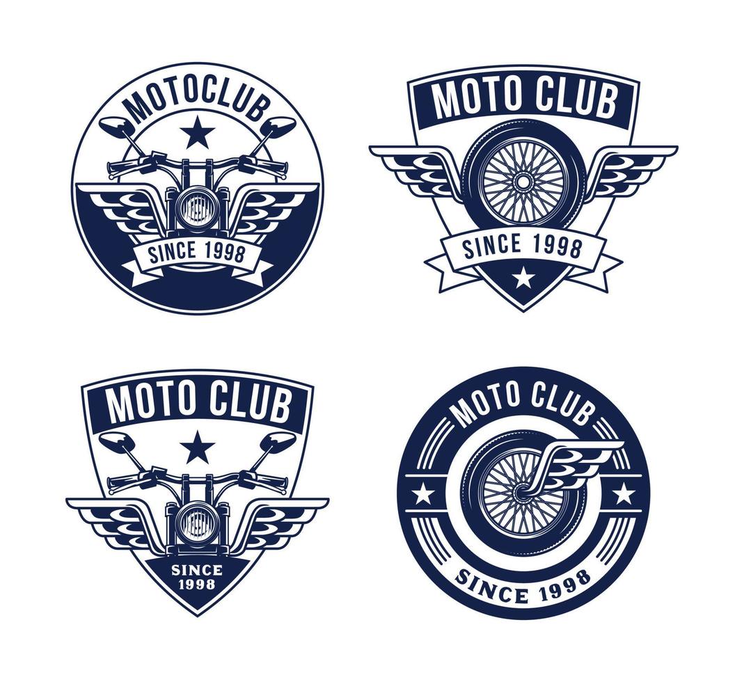 impostare il distintivo del logo del club di avventura di motocross disegnato a mano vettore