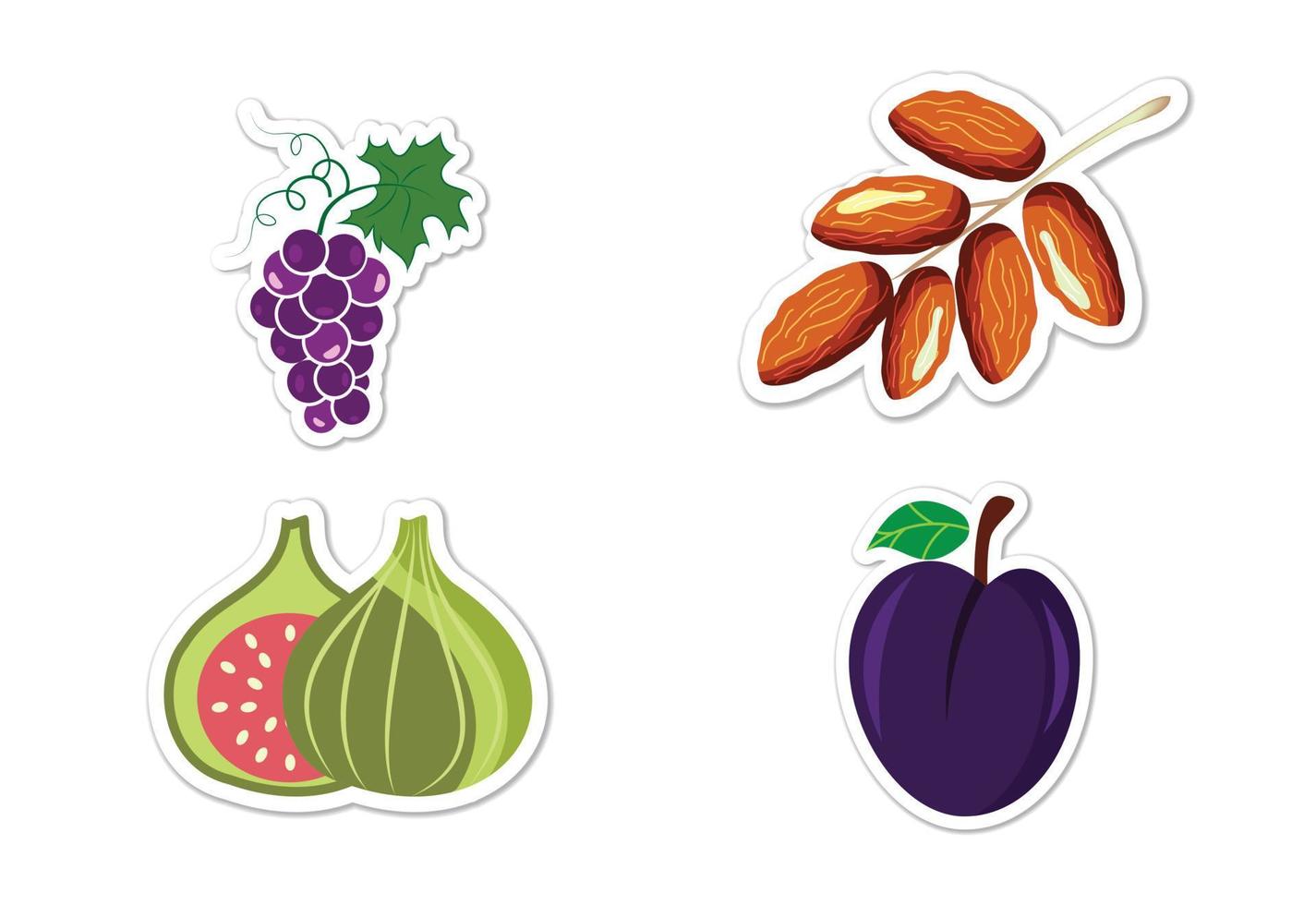 set di adesivi di diversi frutti, illustrazione vettoriale piatta