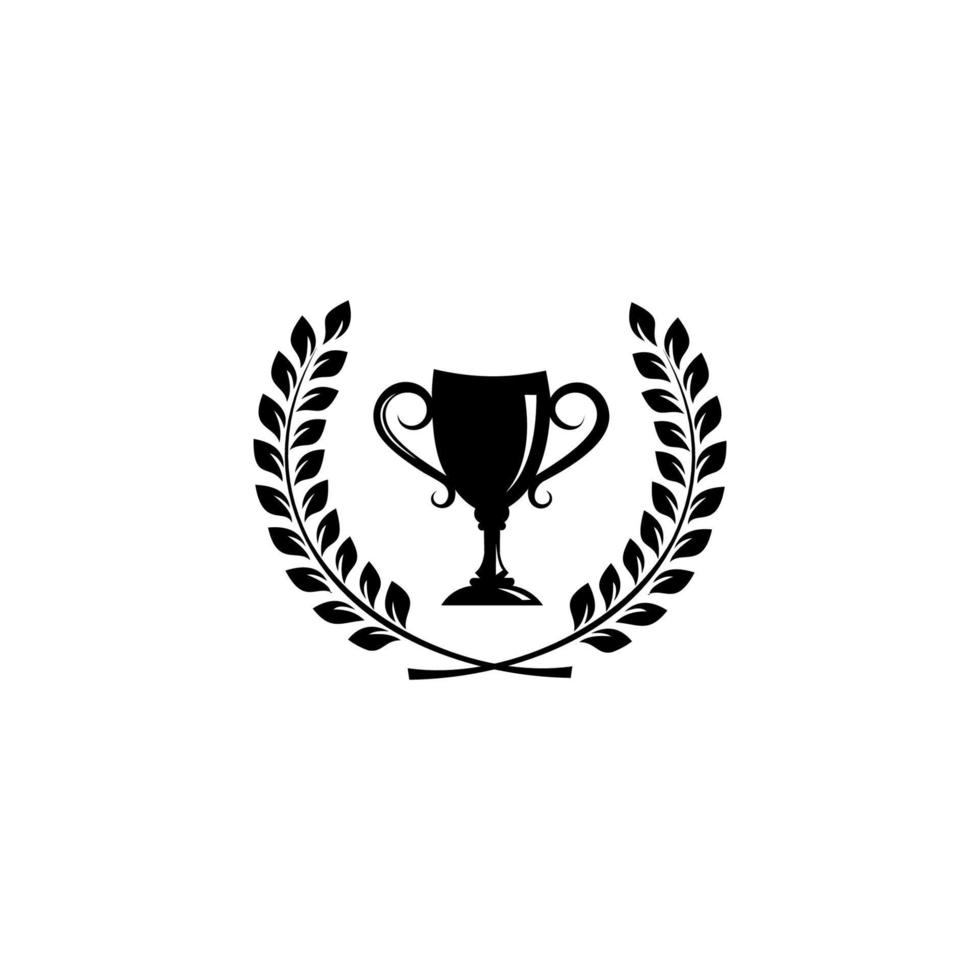 coppa dei campioni con corona d'alloro. illustrazione vettoriale di design moderno del logotipo di tendenza in stile piatto.