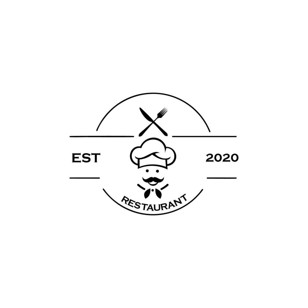 chef in un logo vettoriale cappello da cucina. icona o simbolo per menu di design ristorante, club di cucina, studio alimentare o cucina casalinga.