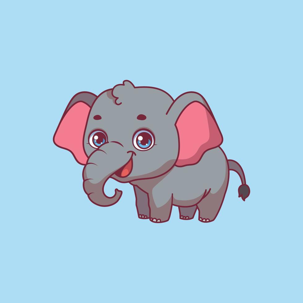 illustrazione di un elefante cartone animato su sfondo colorato vettore