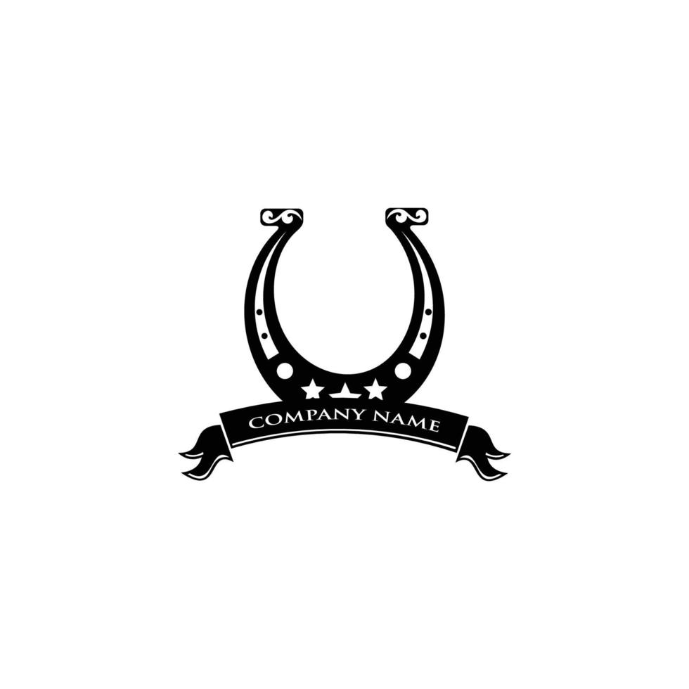 simbolo o etichetta a ferro di cavallo. illustrazione vettoriale nera dell'icona a ferro di cavallo