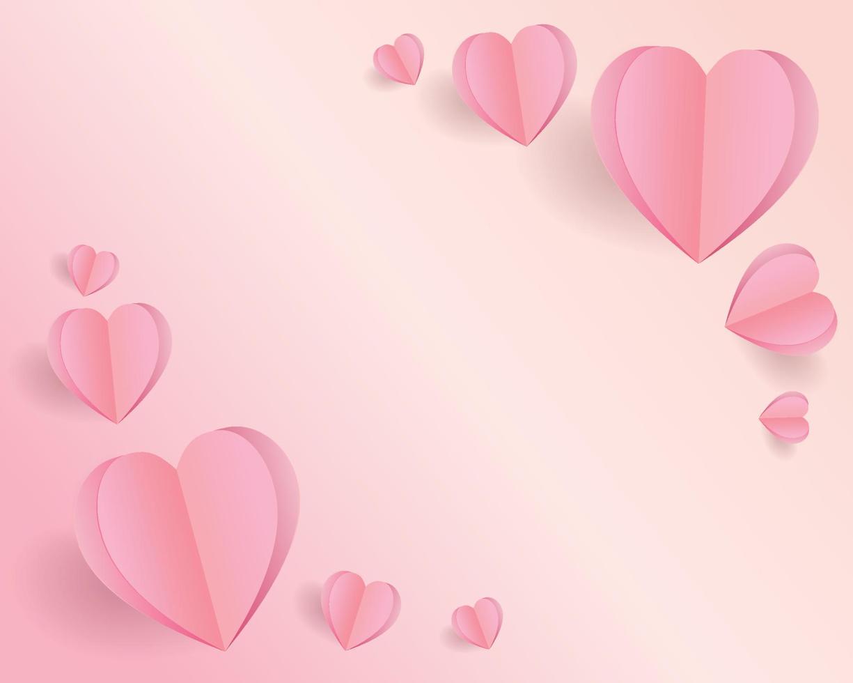 carta tagliata sfondo rosa a forma di cuore, illustrazione per San Valentino, festa della mamma o giorno dell'amore, biglietto di auguri vettoriale. vettore