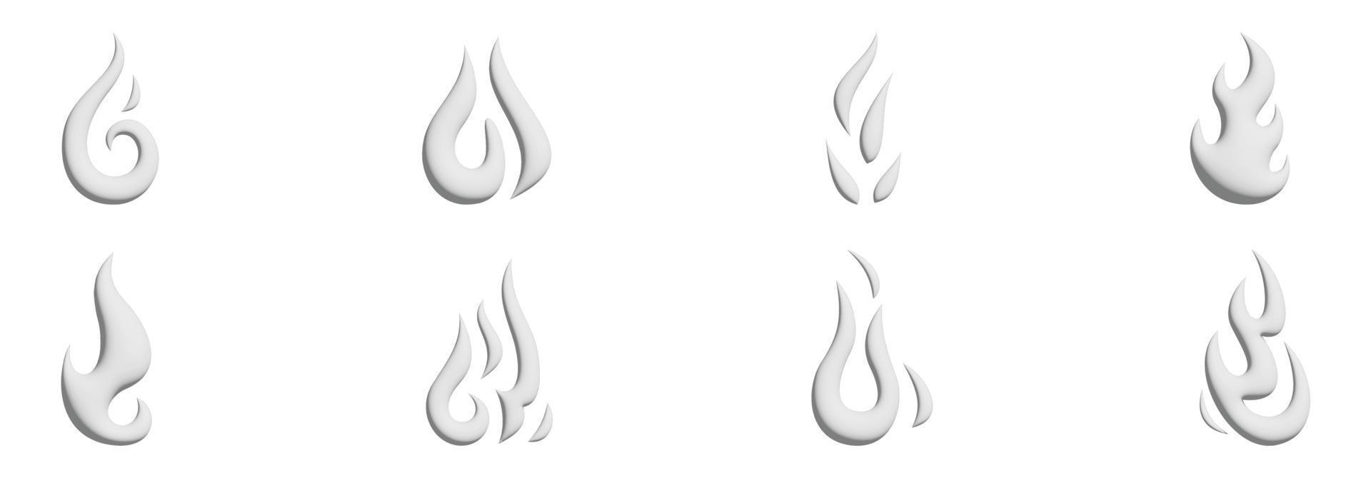 set di icone di fiamma in stile piatto. interfaccia utente del segno di riscaldamento. illustrazione vettoriale