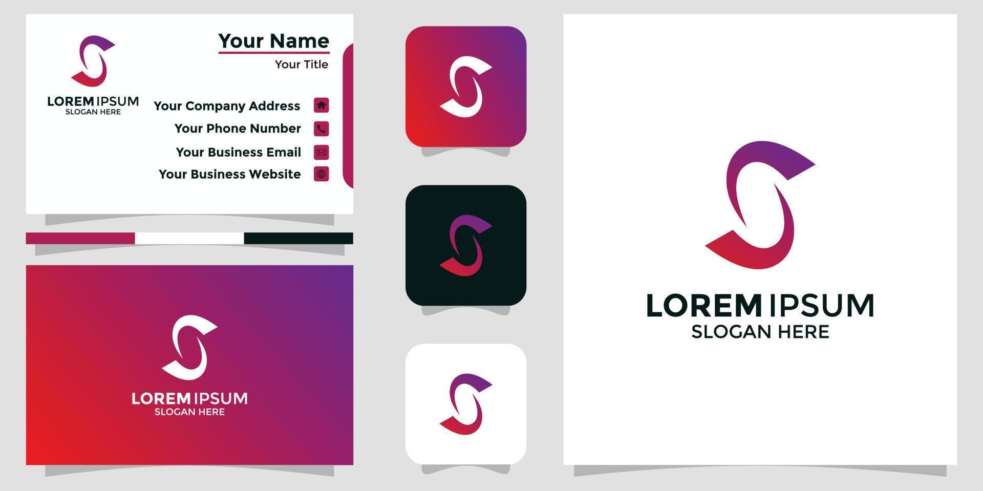 logo minimalista design lettera s e carta di branding vettore