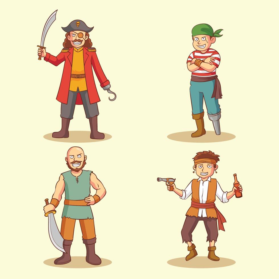 illustrazione vettoriale dell'equipaggio dei pirati 1