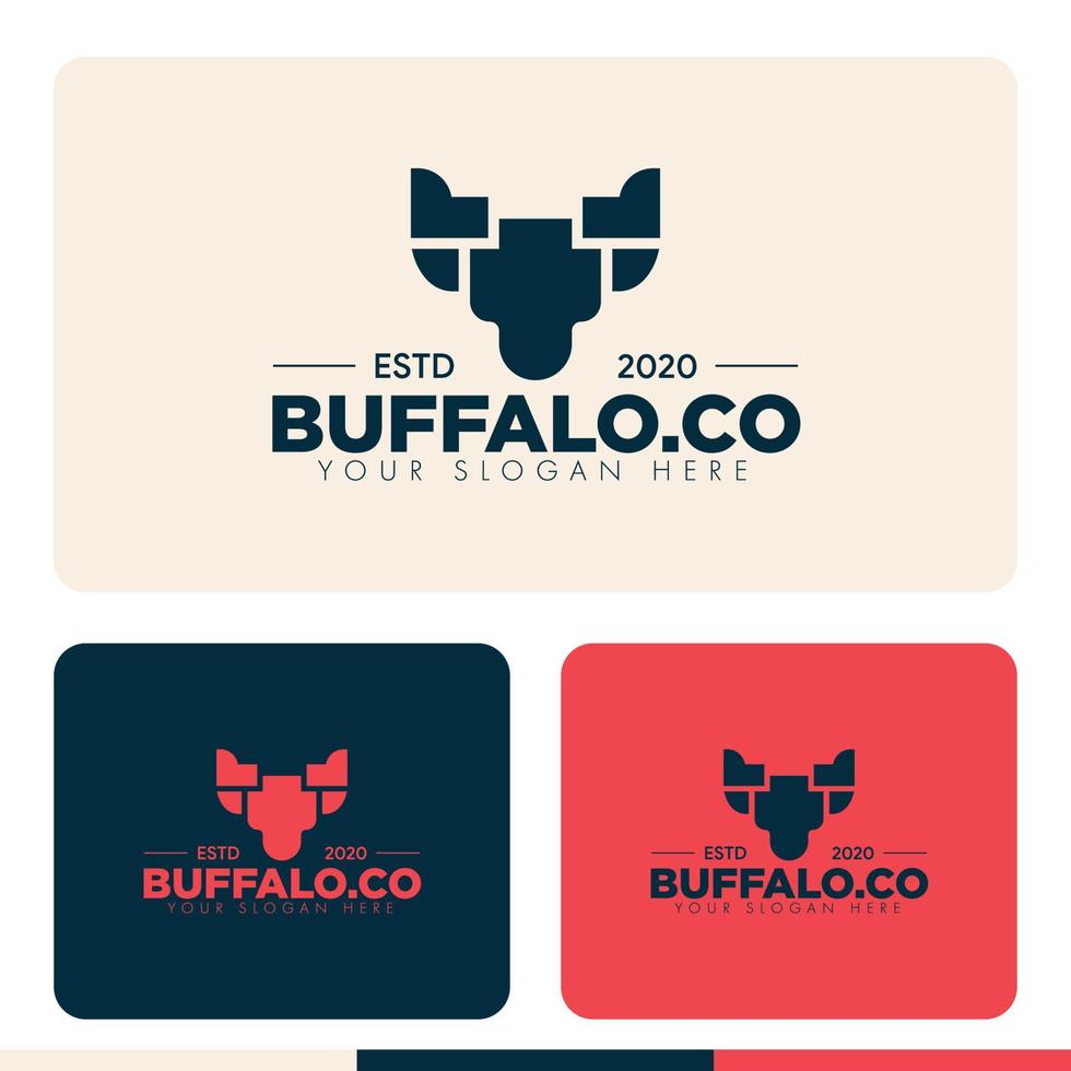 design semplice e minimalista del logo di bufalo vettore