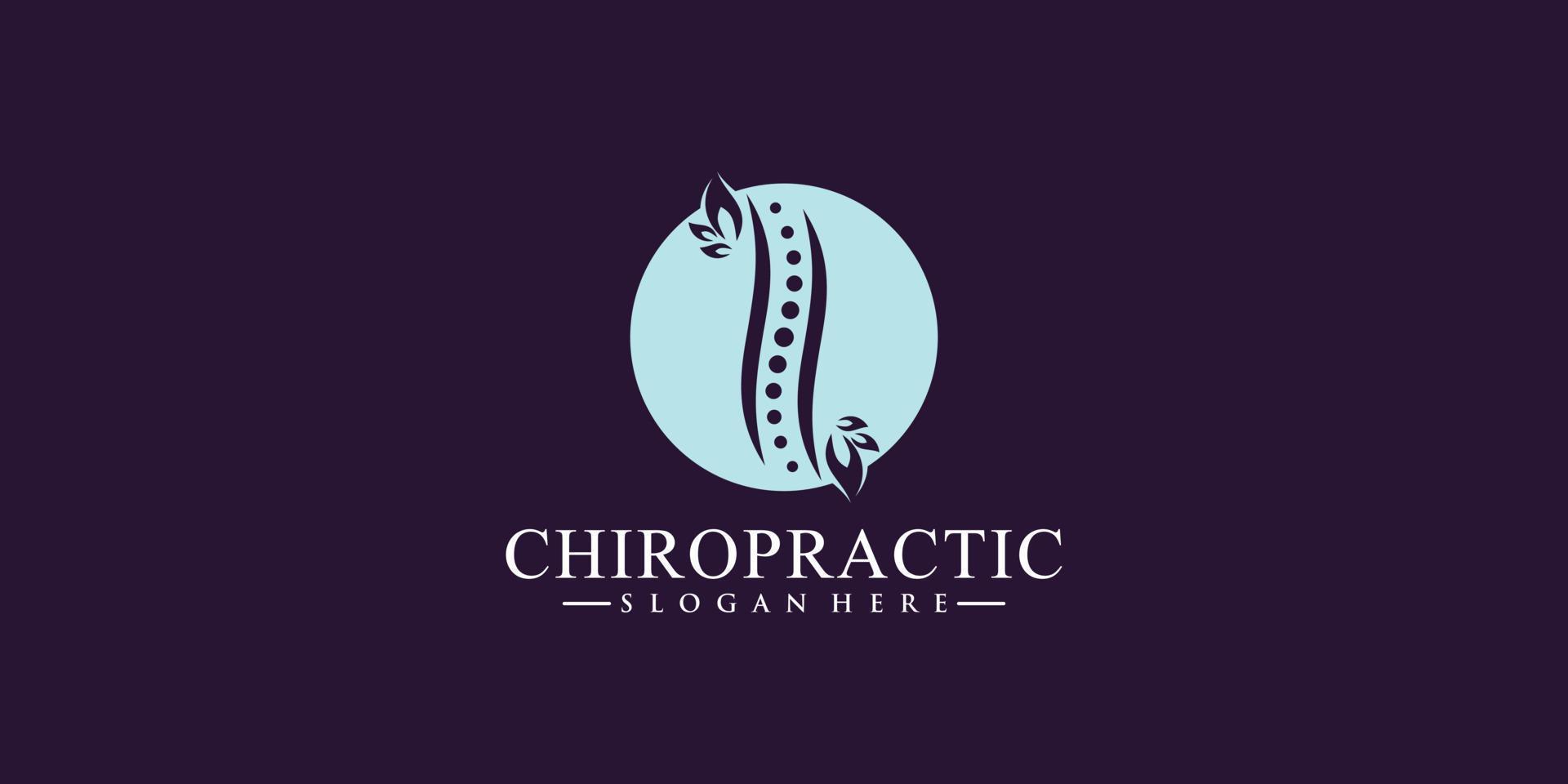 logo della terapia chiropratica con vettore premium elemento foglia e mano